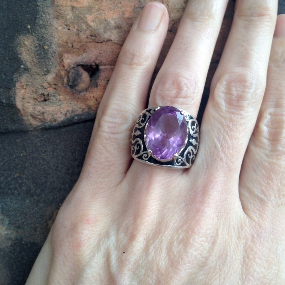 Big Amethyst & Silver Statement Ring - image 3